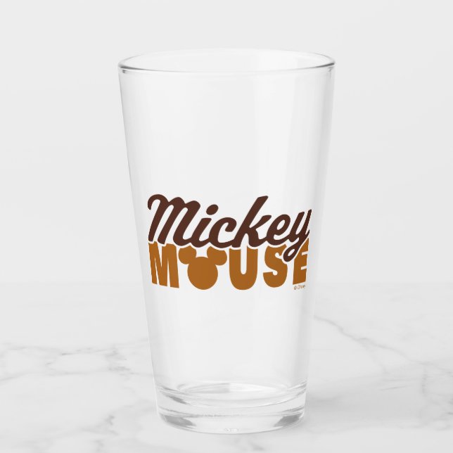 Mickey Mouse Icon Name Typography Glass (Front)
