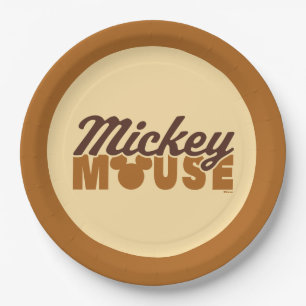 Mickey Mouse Icon Name Typography Paper Plates