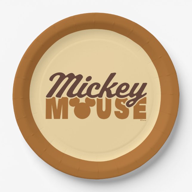 Mickey Mouse Icon Name Typography Paper Plates (Front)