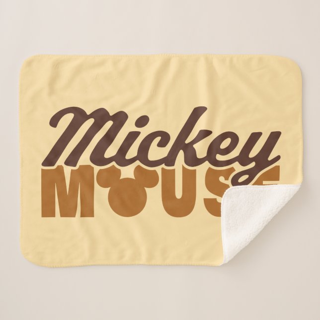 Mickey Mouse Icon Name Typography Sherpa Blanket (Front (Horizontal))