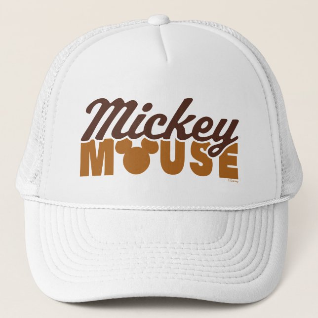 Mickey Mouse Icon Name Typography Trucker Hat (Front)