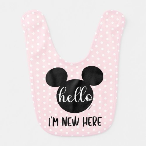 Mickey Mouse Icon _ Pink  Hello Im New Here Baby Bib