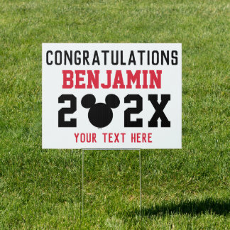 Mickey Mouse Icon | Red and Black Graduation Sign