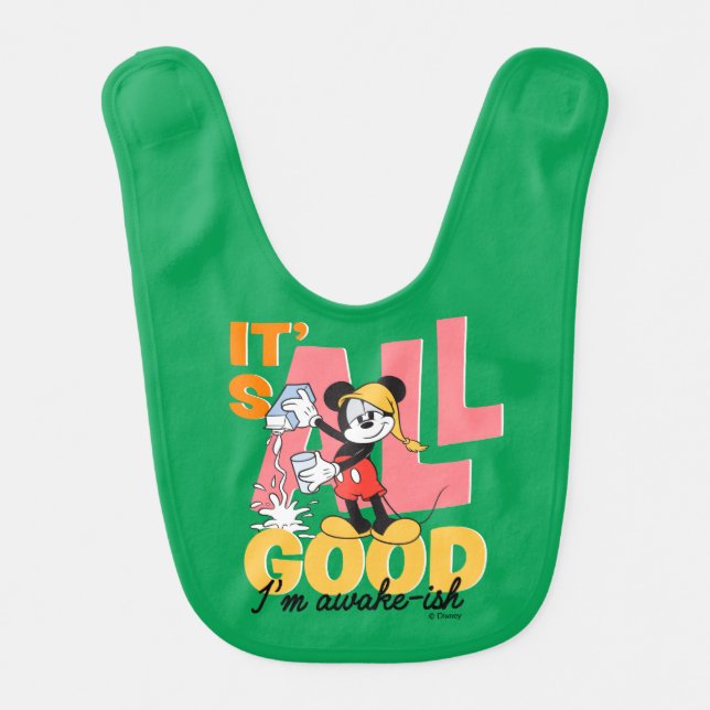 Mickey Mouse I'm Awake-ish Baby Bib (Front)
