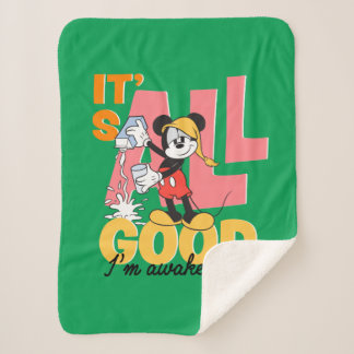 Mickey Mouse I'm Awake-ish Sherpa Blanket