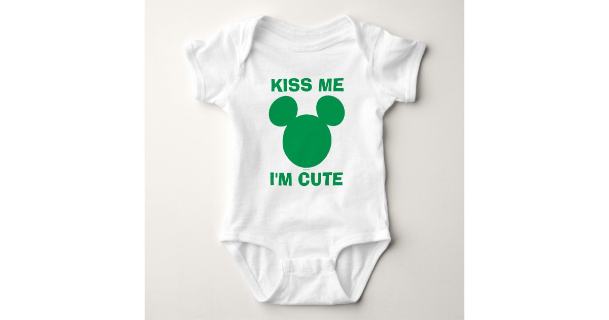 Mickey Mouse Kiss Me I M Cute St Patrick S Day Baby Bodysuit