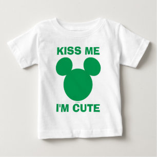 Mickey Mouse Kiss Me I'm Cute St. Patrick's Day Baby T-Shirt