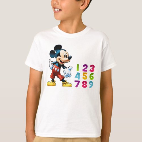 Mickey mouse learning number T_Shirt