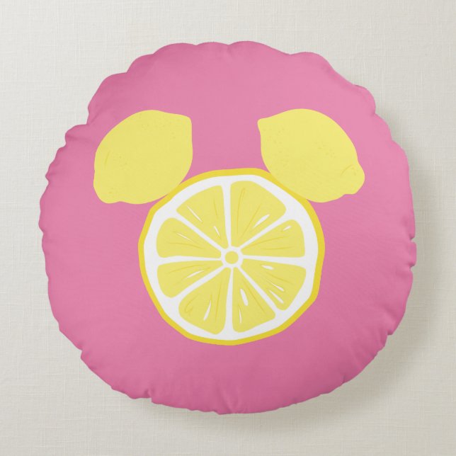 Mickey Mouse Lemon Icon Round Pillow (Front)