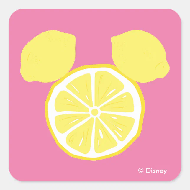 Mickey Mouse Lemon Icon Square Sticker | Zazzle