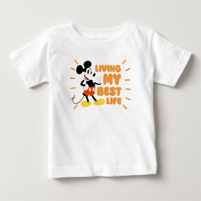 Mickey Mouse | Living My Best Life Baby T-Shirt (Front)