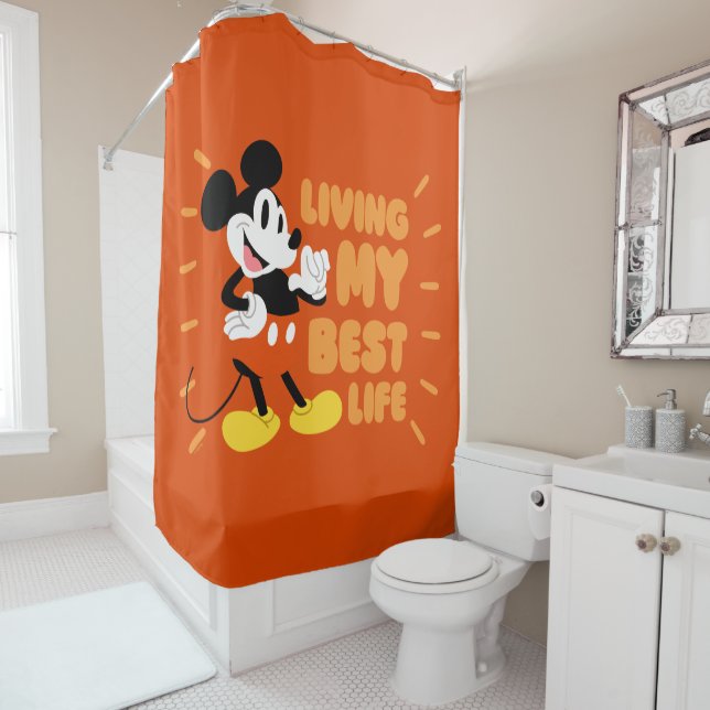 Mickey Mouse | Living My Best Life Shower Curtain (In Situ)