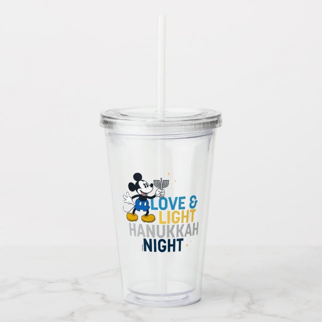 Mickey Mouse | Love & Light Hanukkah Night Acrylic Tumbler (Front)
