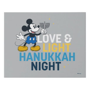 Mickey Mouse   Love & Light Hanukkah Night Faux Canvas Print