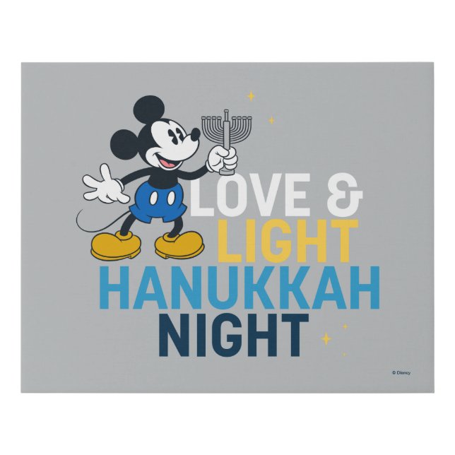 Mickey Mouse | Love & Light Hanukkah Night Faux Canvas Print (Front)