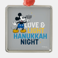 Mickey Mouse | Love & Light Hanukkah Night Metal Ornament at Zazzle
