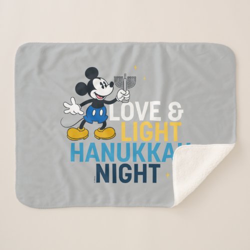 Mickey Mouse  Love  Light Hanukkah Night Sherpa Blanket