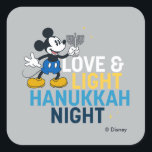Mickey Mouse | Love & Light Hanukkah Night Square Sticker<br><div class="desc">Check out this Hanukkah graphic featuring Mickey Mouse and the saying,  "Love & Light Hanukkah Night."</div>