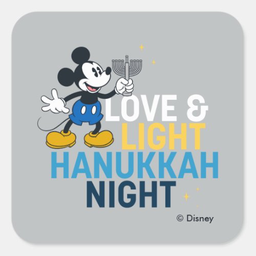 Mickey Mouse  Love  Light Hanukkah Night Square Sticker