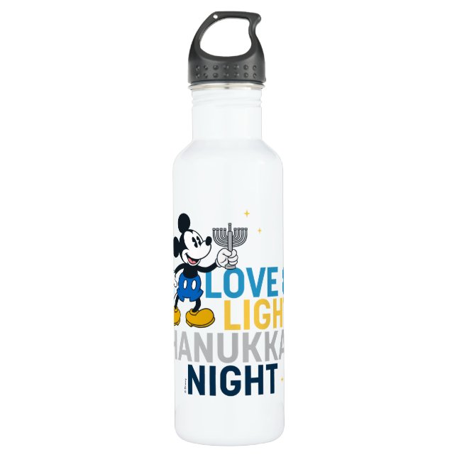 Mickey Mouse | Love & Light Hanukkah Night Stainless Steel Water Bottle (Front)