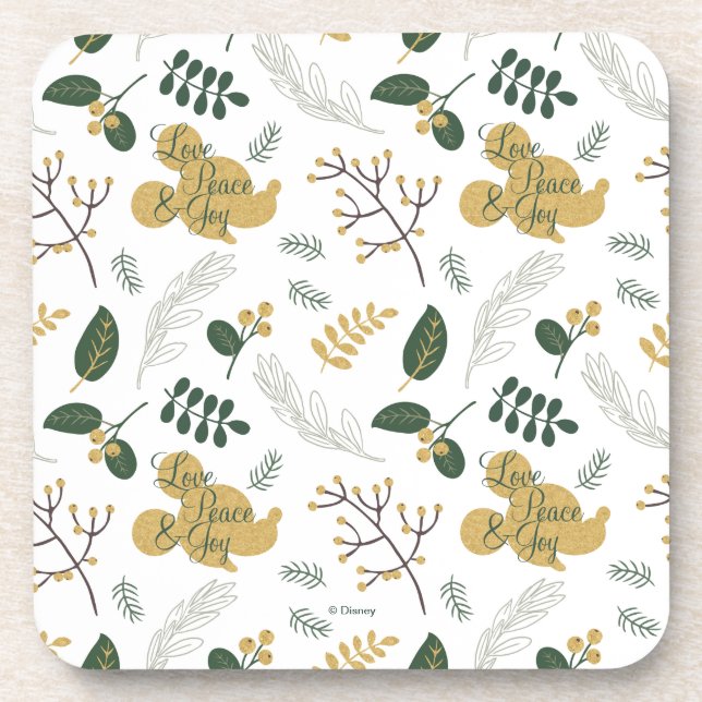 Mickey Mouse | Love, Peace & Joy Pattern Beverage Coaster (Front)