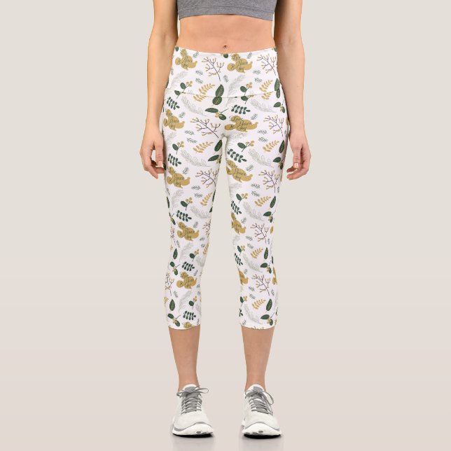 Mickey Mouse | Love, Peace & Joy Pattern Capri Leggings (Front)