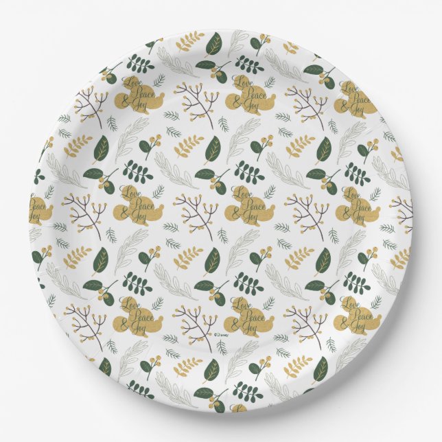 Mickey Mouse | Love, Peace & Joy Pattern Paper Plates (Front)