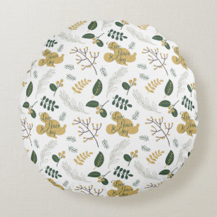 Mickey Mouse Love, Peace & Joy Pattern Round Pillow