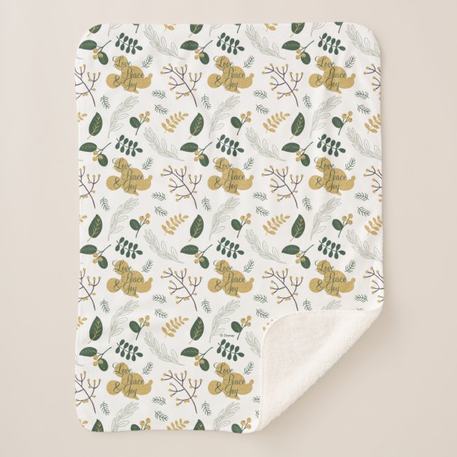 Mickey Mouse | Love, Peace & Joy Pattern Sherpa Blanket (Front)