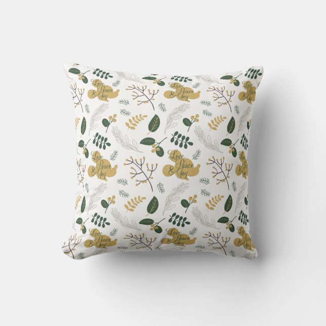 Mickey Mouse | Love, Peace & Joy Pattern Throw Pillow (Front)