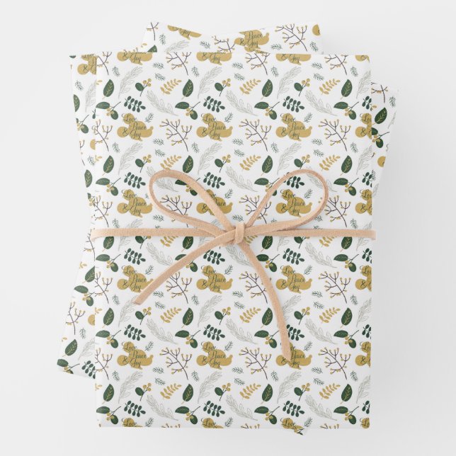 Mickey Mouse | Love, Peace & Joy Pattern Wrapping Paper Sheets (In situ)
