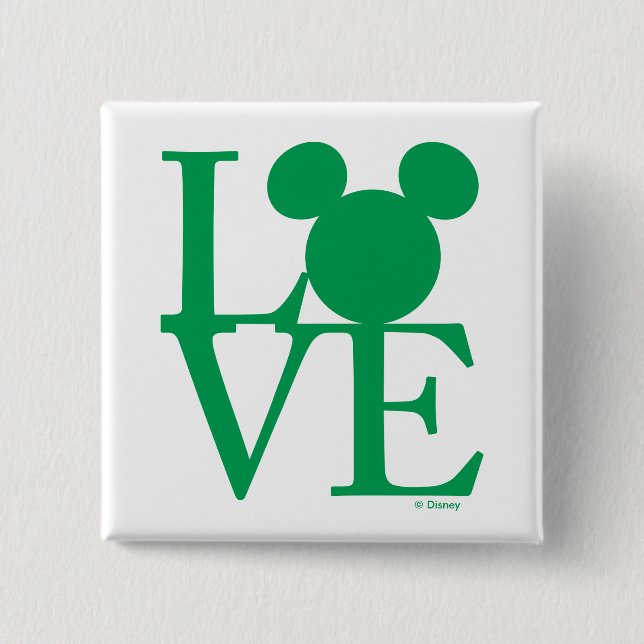 Mickey Mouse LOVE | St. Patrick's Day Pinback Button (Front)