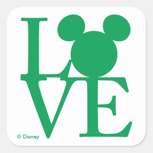 Mickey Mouse LOVE  St Patricks Day Square Sticker