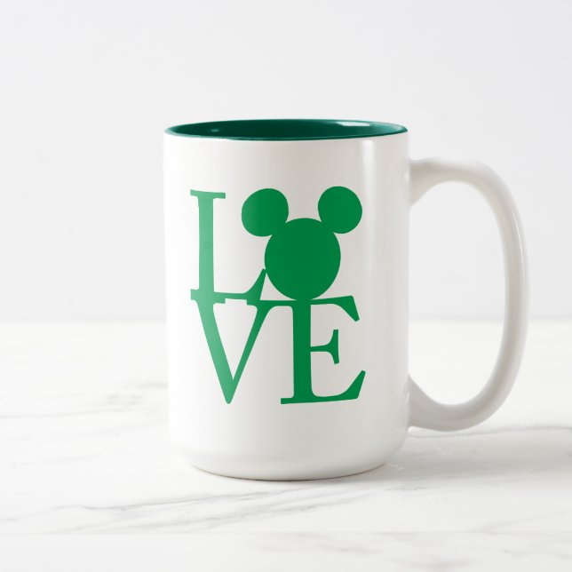 Mickey Mouse LOVE | St. Patrick's Day Two-Tone Coffee Mug (Right)