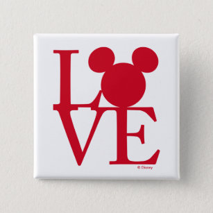 Mickey Mouse LOVE   Valentine's Day Pinback Button