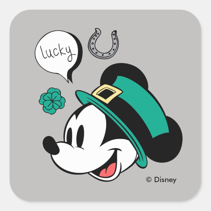 Mickey Mouse | Lucky You Square Sticker | Zazzle