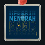 Mickey Mouse | Menorah Magic Metal Ornament<br><div class="desc">Happy Hanukkah from Mickey! This beautiful graphic features the text,  "Menorah Magic" in blue and yellow.</div>