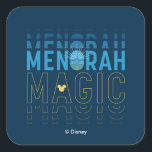 Mickey Mouse | Menorah Magic Square Sticker<br><div class="desc">Happy Hanukkah from Mickey! This beautiful graphic features the text,  "Menorah Magic" in blue and yellow.</div>