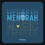 Mickey Mouse | Menorah Magic Square Sticker<br><div class="desc">Happy Hanukkah from Mickey! This beautiful graphic features the text,  "Menorah Magic" in blue and yellow.</div>