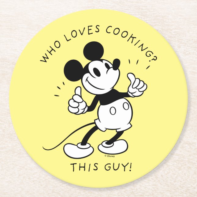 Mickey Mouse | Mickey Mouse Who Loves Cooking Round Paper Coaster (Front)