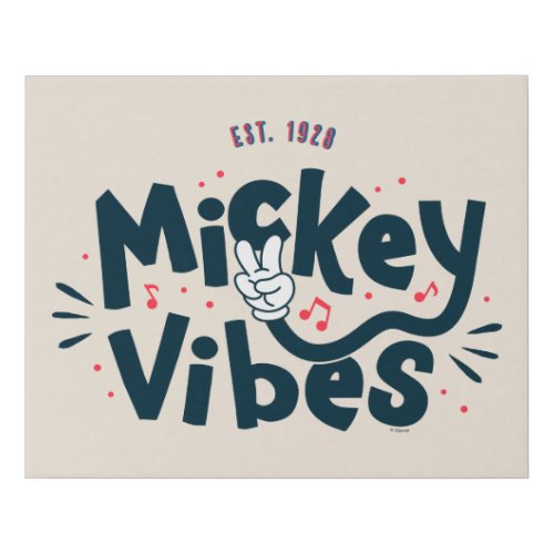 Mickey Mouse  Mickey Vibes Est 1928 Faux Canvas Print
