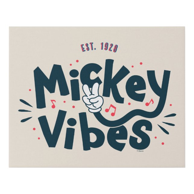 Mickey Mouse | Mickey Vibes Est. 1928 Faux Canvas Print (Front)