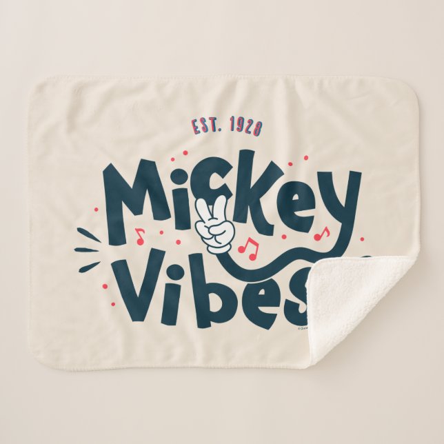 Mickey Mouse | Mickey Vibes Est. 1928 Sherpa Blanket (Front (Horizontal))