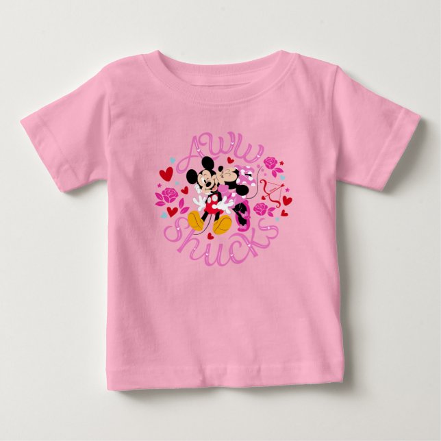 Mickey Mouse & Minnie Mouse | Aww Schucks Baby T-Shirt (Front)