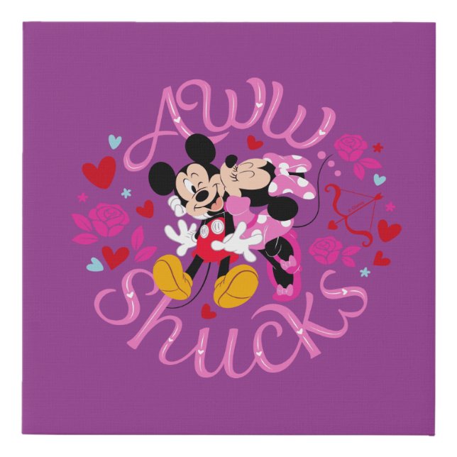 Mickey Mouse & Minnie Mouse | Aww Schucks Faux Canvas Print (Front)