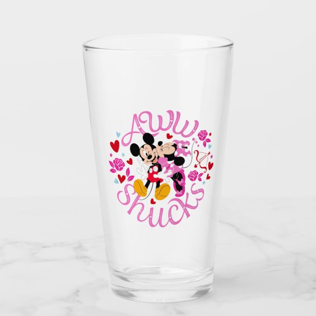 Mickey Mouse & Minnie Mouse | Aww Schucks Glass (Front)