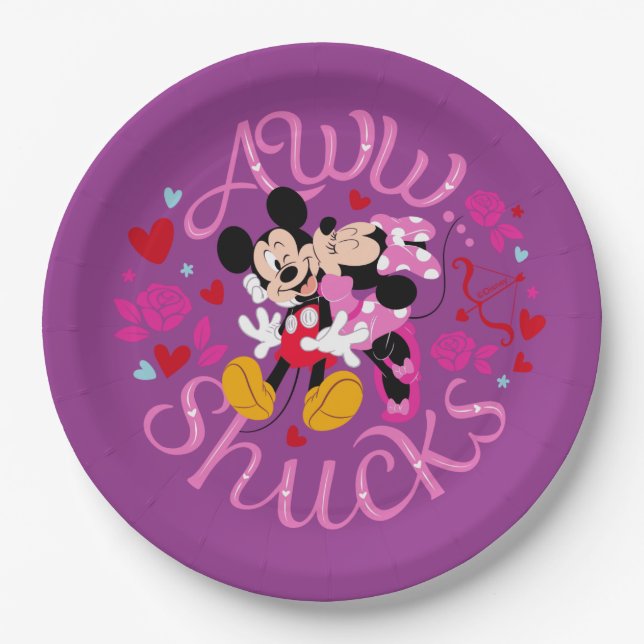 Mickey Mouse & Minnie Mouse | Aww Schucks Paper Plates (Front)