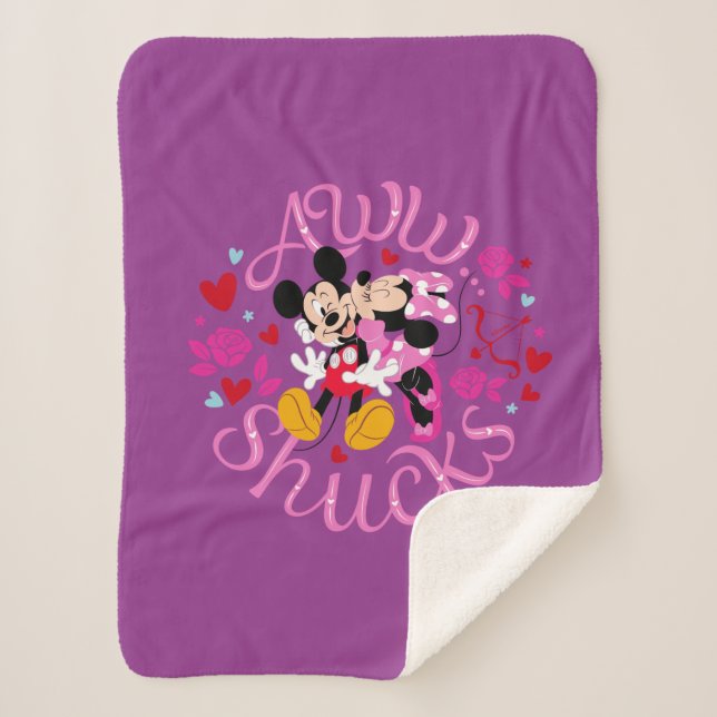 Mickey Mouse & Minnie Mouse | Aww Schucks Sherpa Blanket (Front)