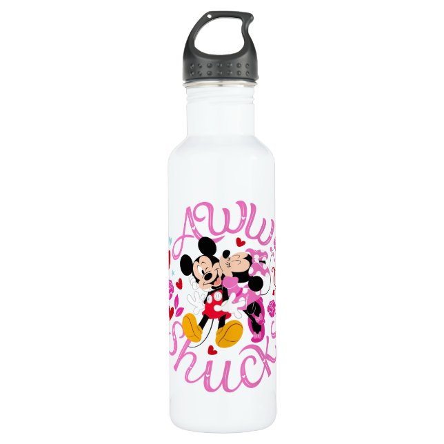 Mickey Mouse & Minnie Mouse | Aww Schucks Stainless Steel Water Bottle (Front)