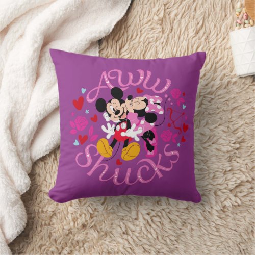 Mickey Mouse  Minnie Mouse  Aww Schucks Throw Pillow